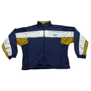 Vintage Reebok Windbreaker Jacket Mens M Colorblock Navy Yellow Full Zip *Read